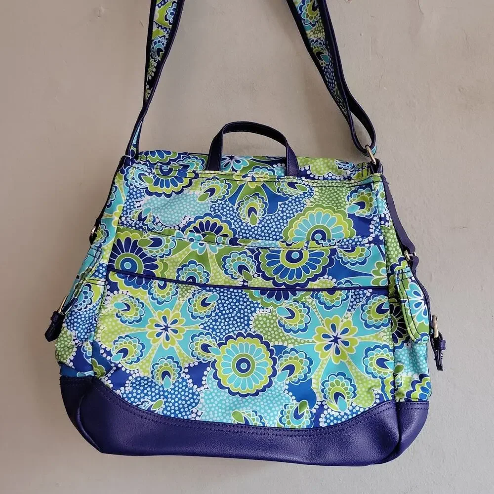 Hadaki Kiko Saddle bag in Jazz Cobalt crossbody purse blue/green floral